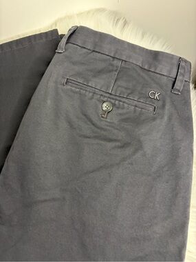 Calvin Klein Men's Dark Gray CK Embroidered Chino Pants